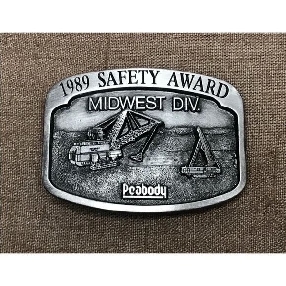 Lot of 4 Vintage 1980s Peabody Coal Company Training Safety Award Belt Buckles - Picture 7 of 14